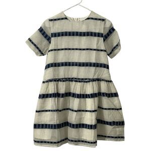 English Factory Girls Kids Stripe Linen Blend  Girls Dress(Size 13/14)